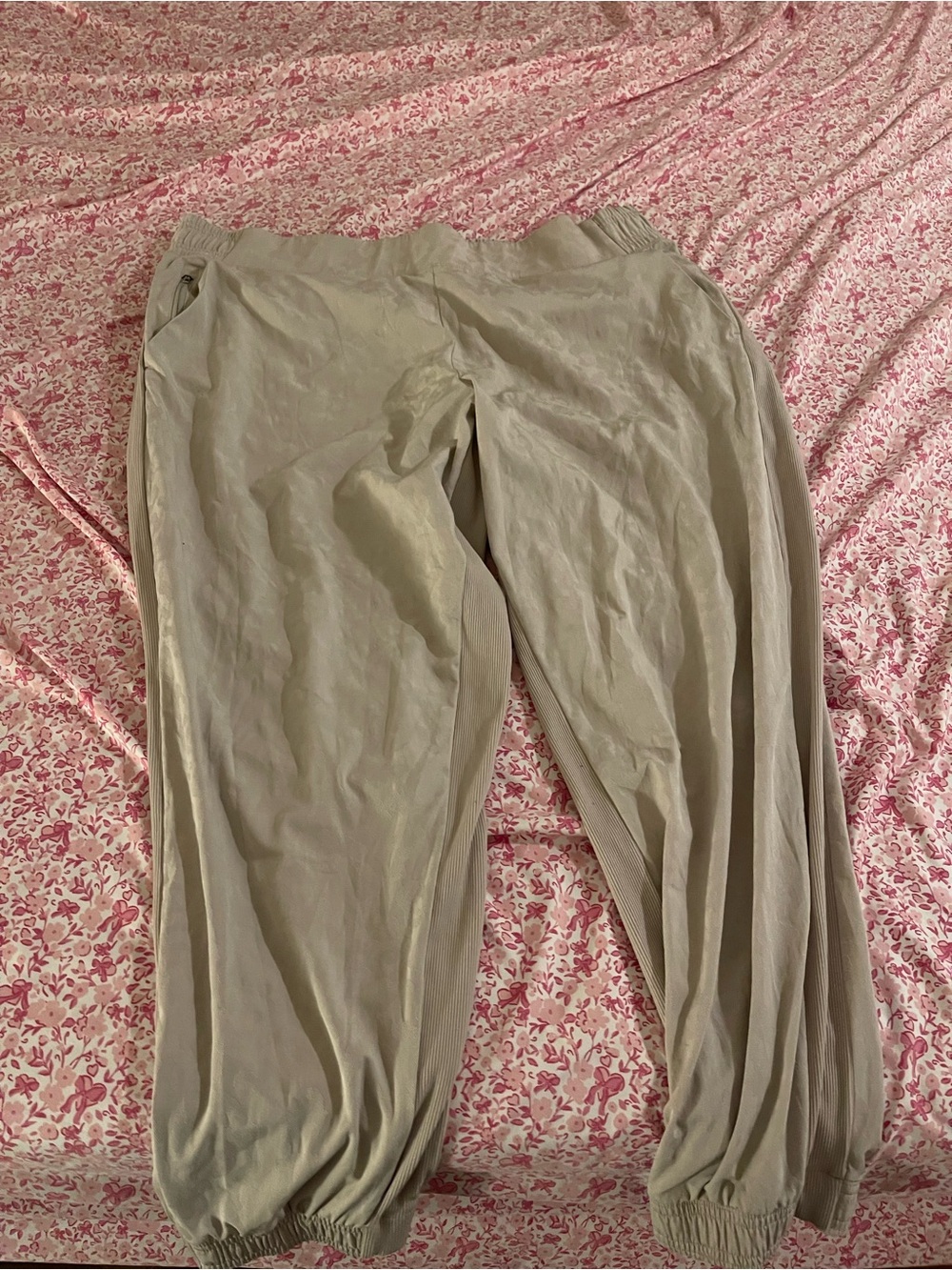 Casual Elastic Cuff Pants - Light Beige